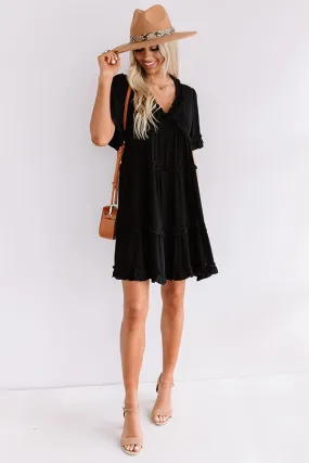 High Spirited Babydoll Dress In Black