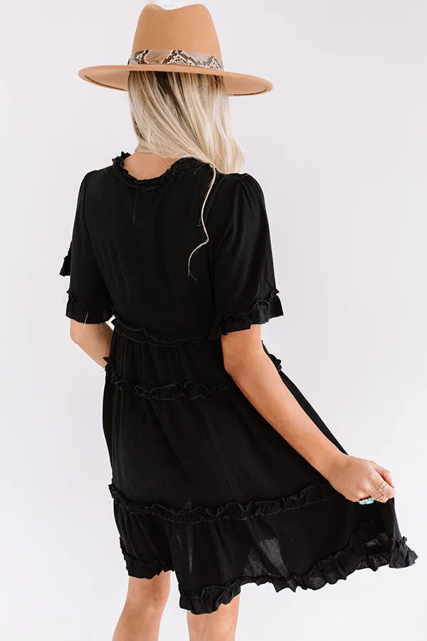 High Spirited Babydoll Dress In Black