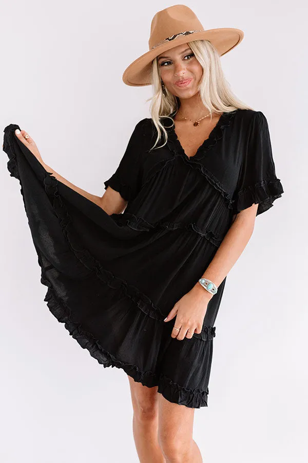 High Spirited Babydoll Dress In Black