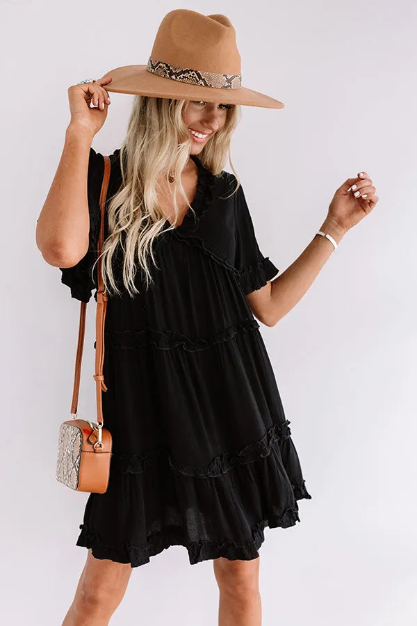 High Spirited Babydoll Dress In Black