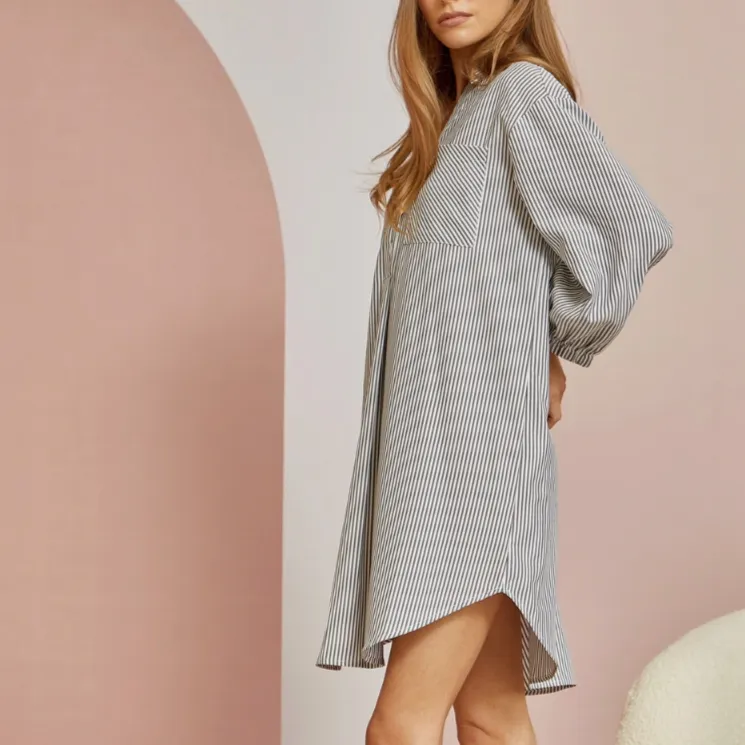 Hilton Head Striped Collared Shirt Dress