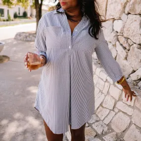 Hilton Head Striped Collared Shirt Dress