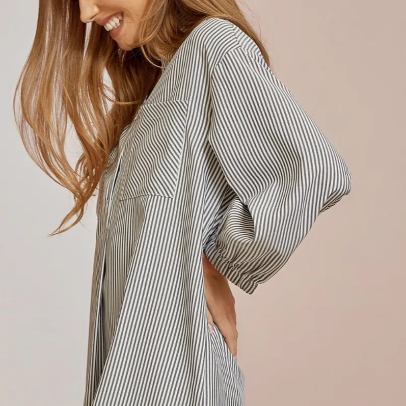 Hilton Head Striped Collared Shirt Dress