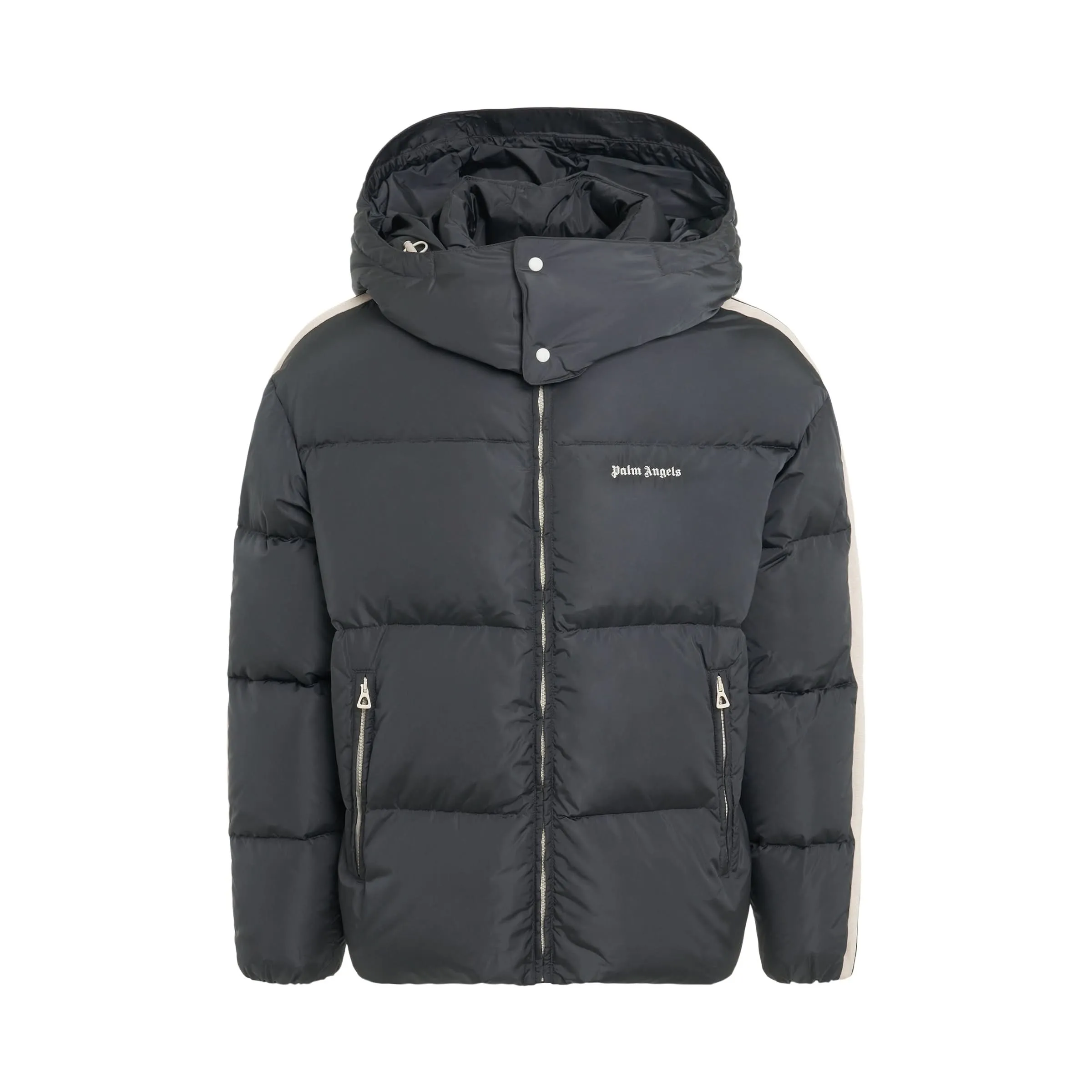 Hooded Track Down Jacket in Dark Grey