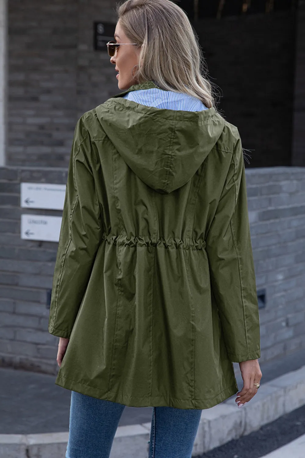 Hooded Waterproof Zipper Raincoat Jacket