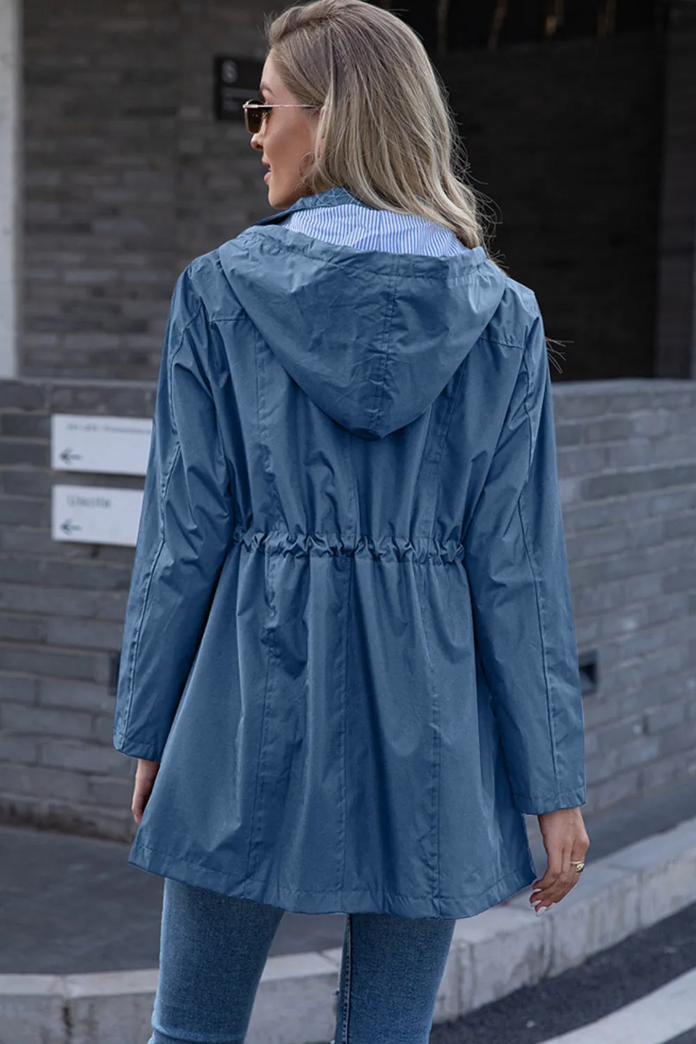 Hooded Waterproof Zipper Raincoat Jacket