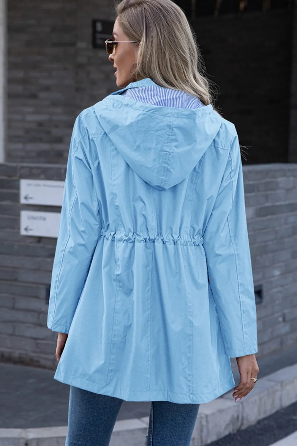 Hooded Waterproof Zipper Raincoat Jacket