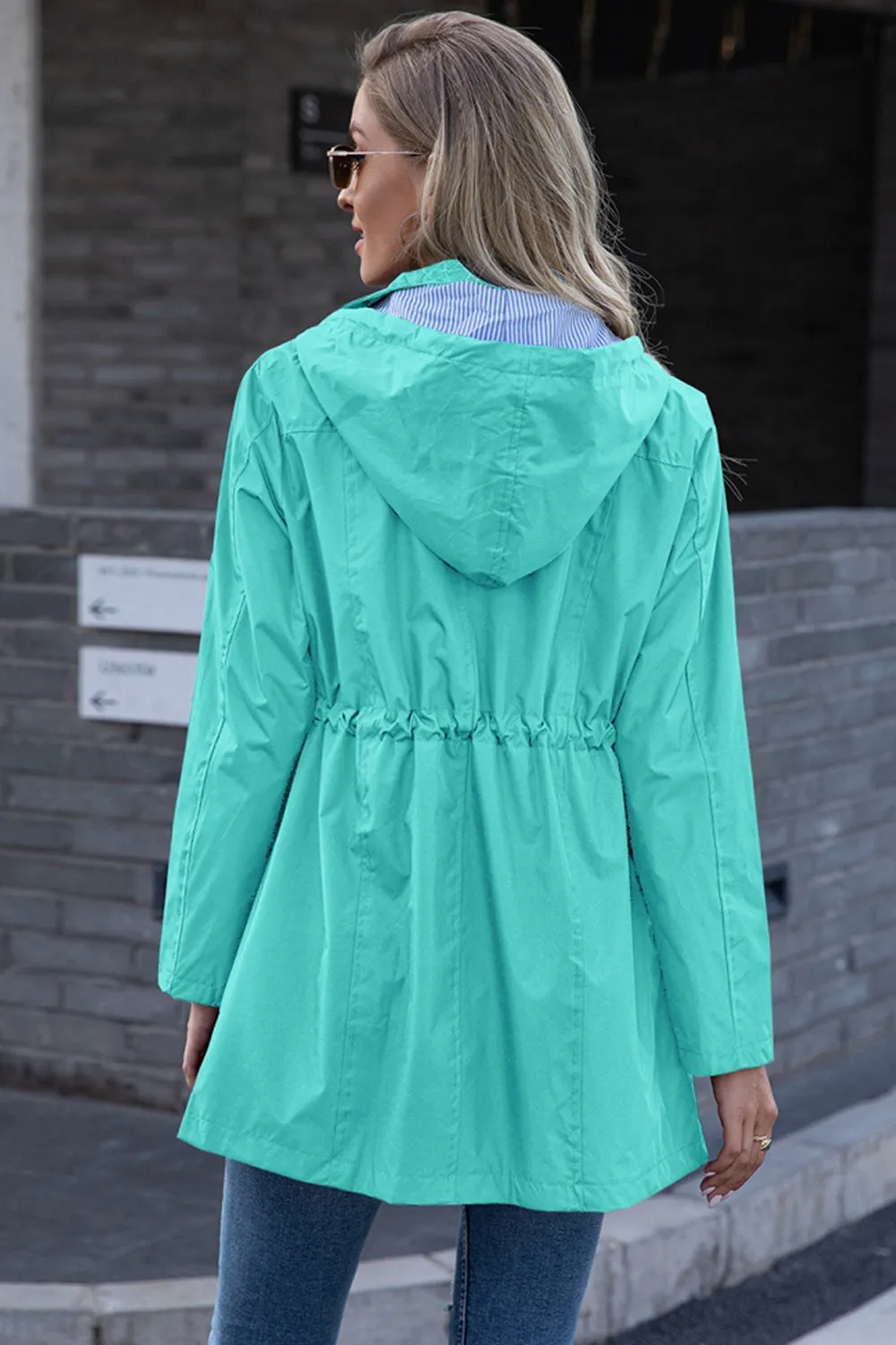 Hooded Waterproof Zipper Raincoat Jacket