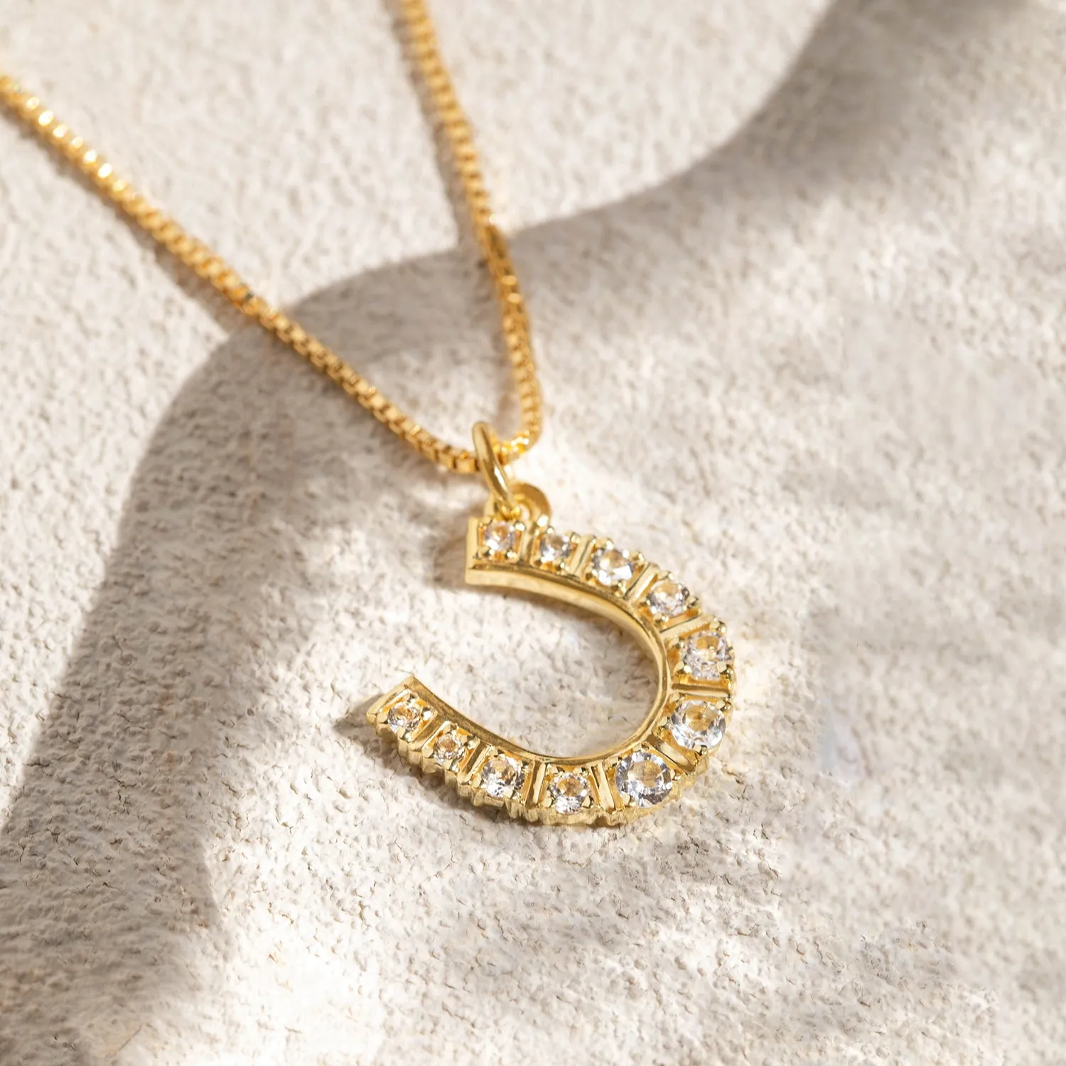 Horseshoe Necklace | White Topaz