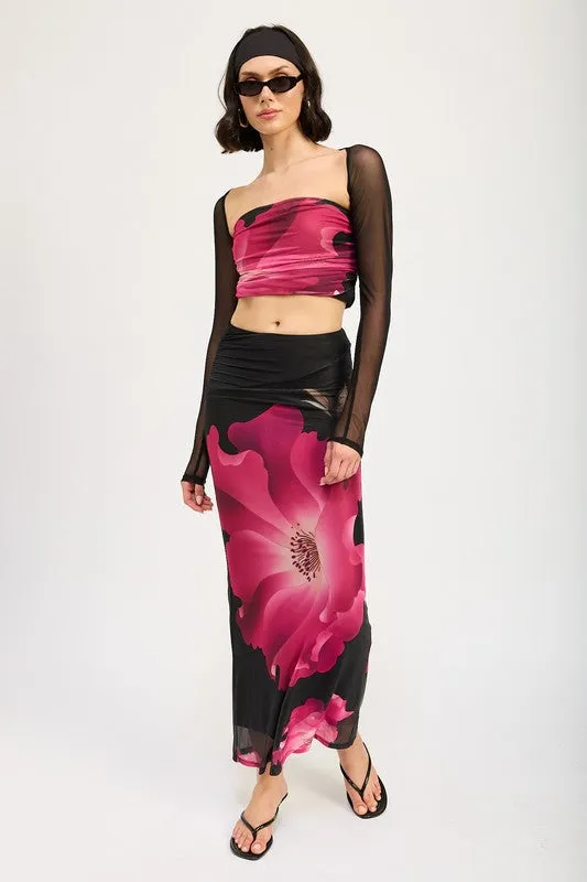 Hot Girl Blooming Fantasy Asymmetric Maxi Skirt