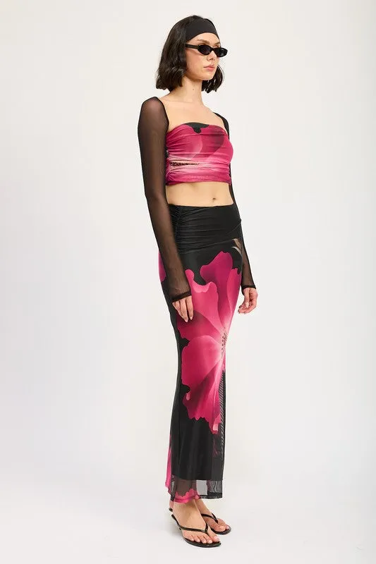 Hot Girl Blooming Fantasy Asymmetric Maxi Skirt