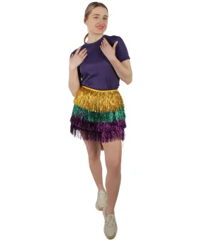 HPO Adult Women's Purple Green and Gold Tinsel Wrap Skirt| Perfect for Halloween