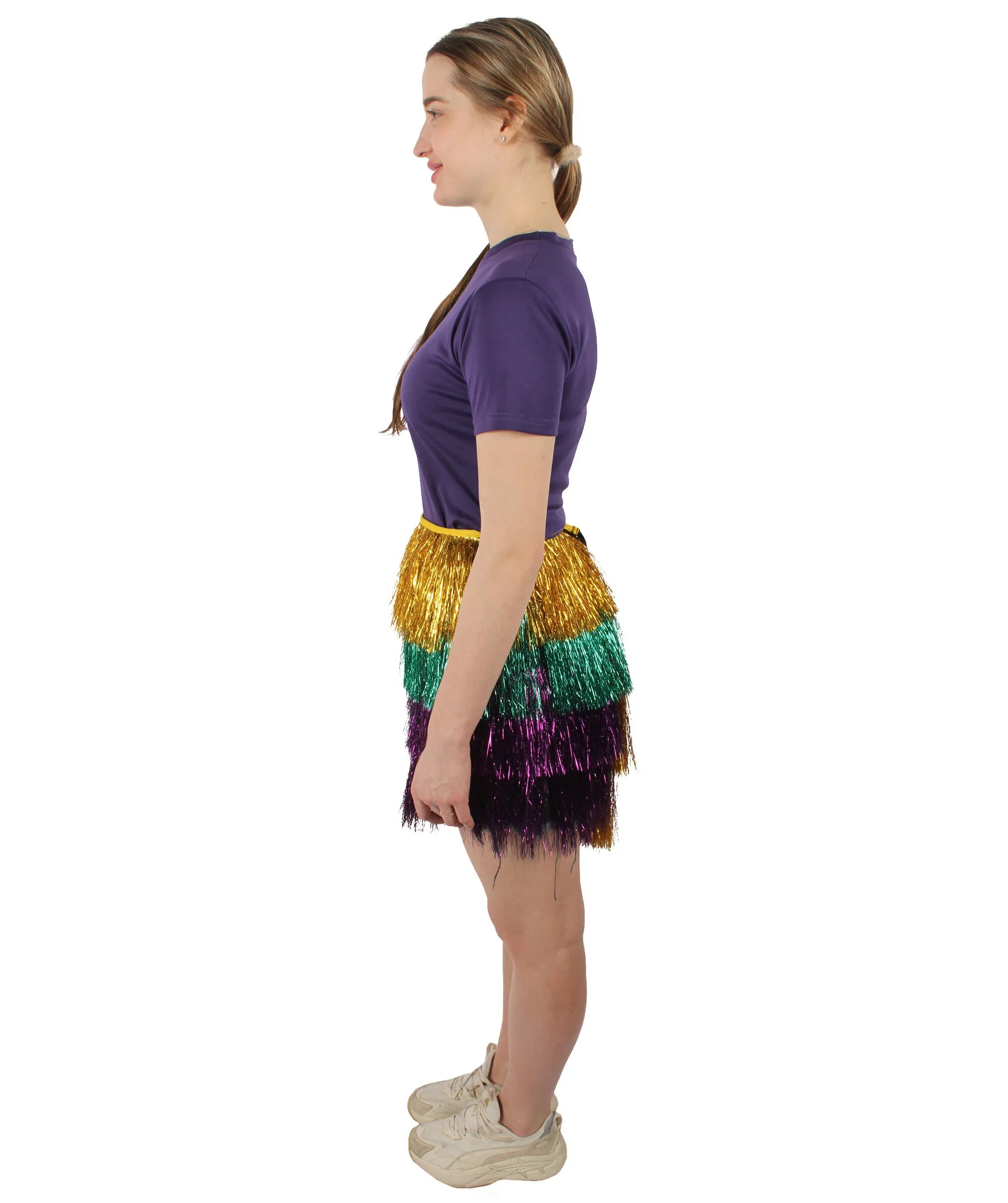 HPO Adult Women's Purple Green and Gold Tinsel Wrap Skirt| Perfect for Halloween