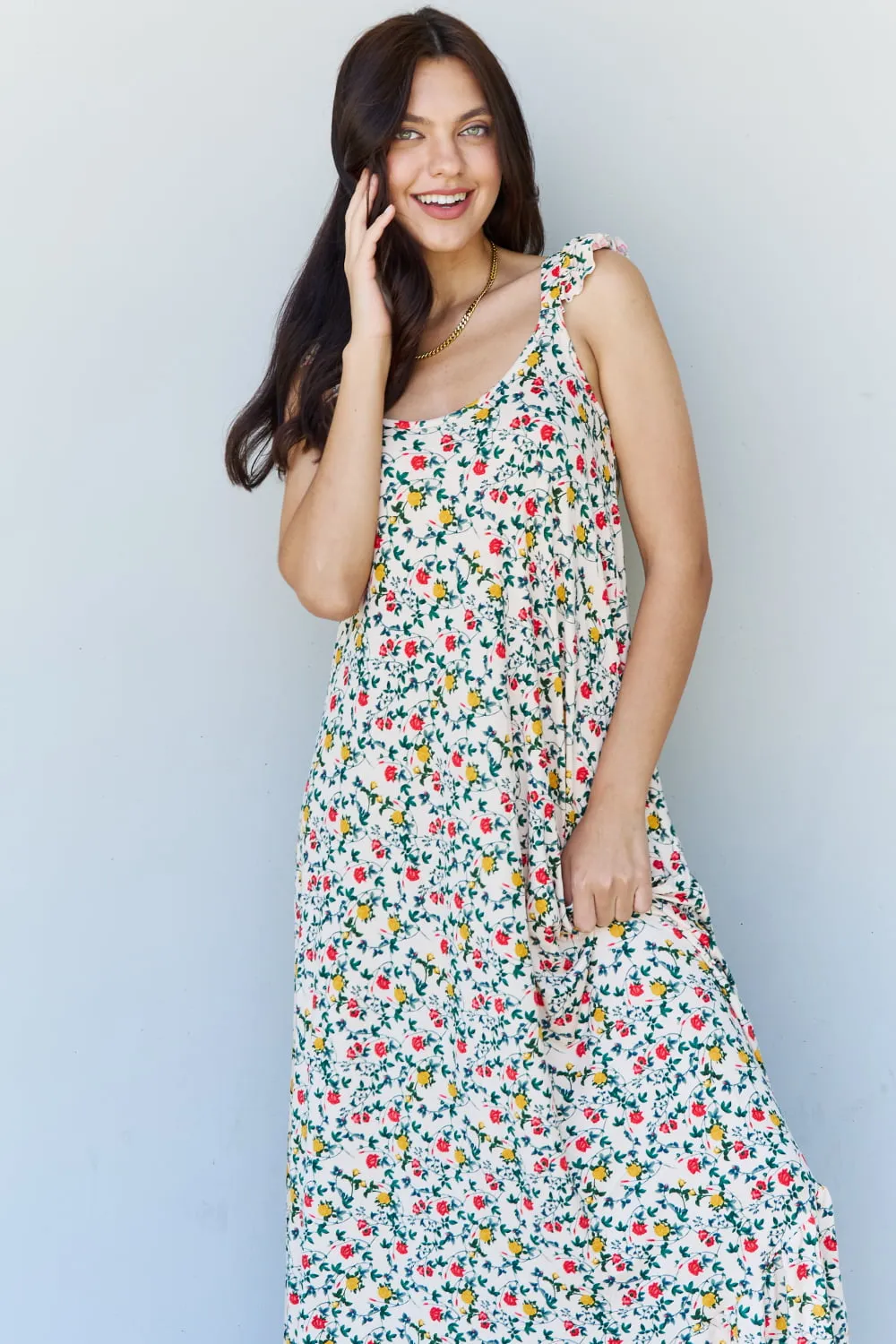 In The Garden Ruffle Floral Maxi Dress