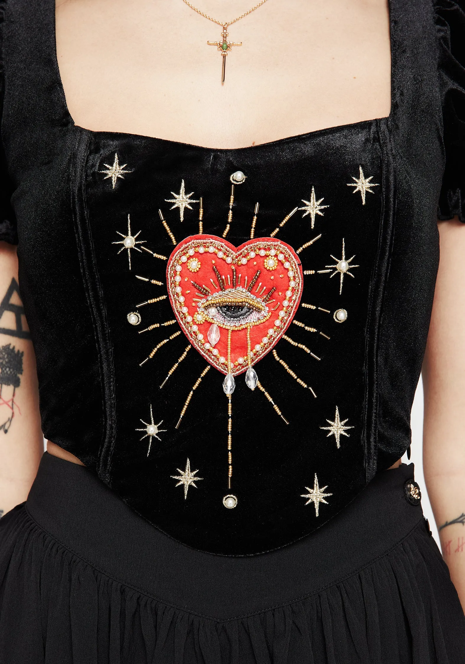 Ingrid Embroidered Applique Corset Top