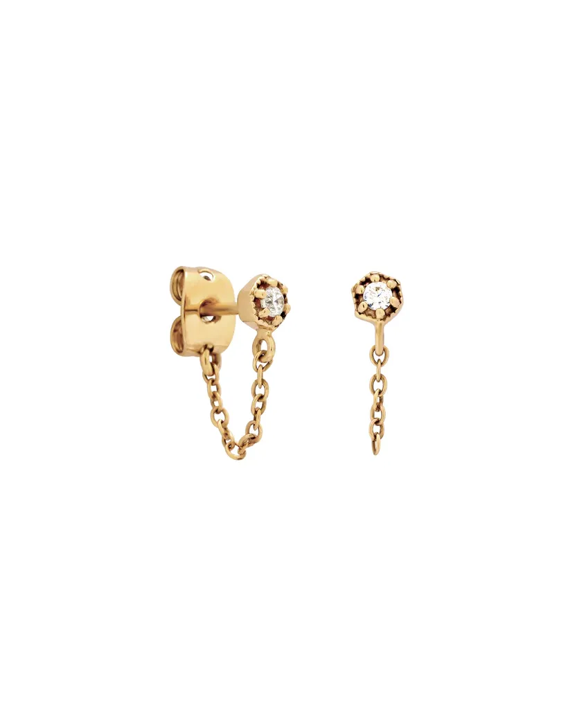 Ingrid Solid Gold Chain Stud