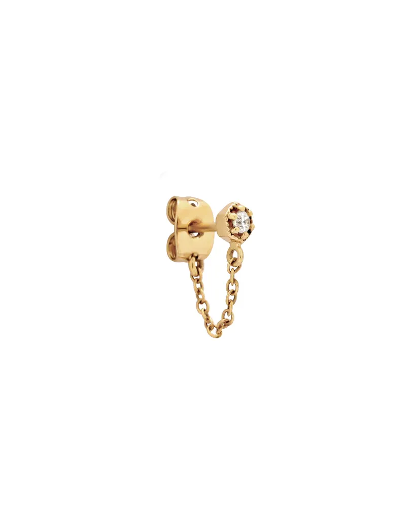 Ingrid Solid Gold Chain Stud