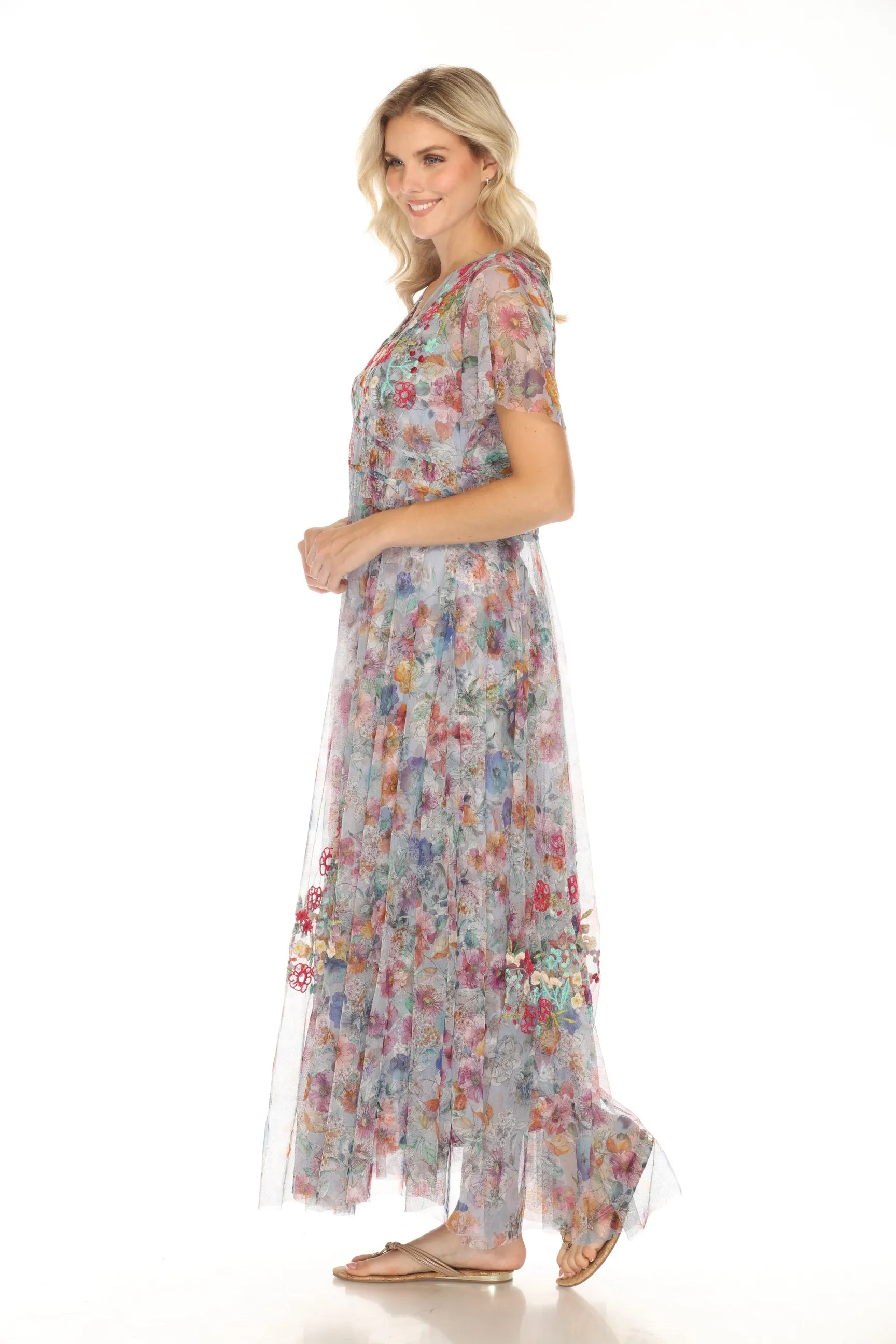 Johnny Was Biya Mazzy Flora Ruched Maxi Dress B32024-2K