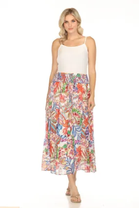 Johnny Was Workshop Floral Smocked Waist Maxi Skirt W72124