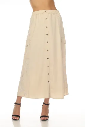 Johnny Was Workshop Sylvie Maxi Cargo Skirt Boho Chic W71523