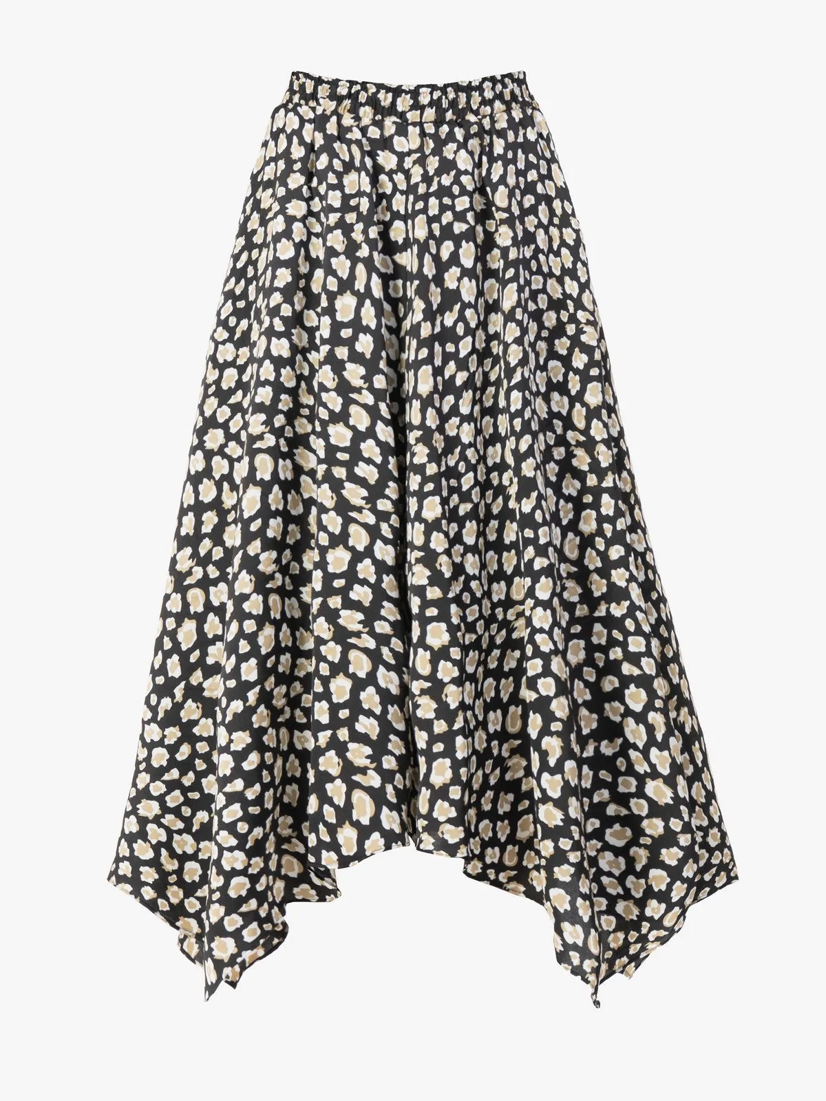 Jolie Moi Animal Print Hanky Hem Maxi Skirt, Black