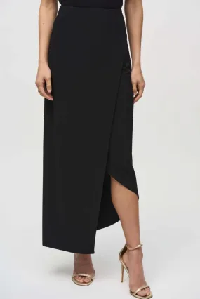 Joseph Ribkoff Black Wrap Front Asymmetric Maxi Skirt 244091