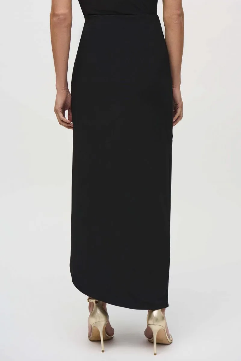 Joseph Ribkoff Black Wrap Front Asymmetric Maxi Skirt 244091