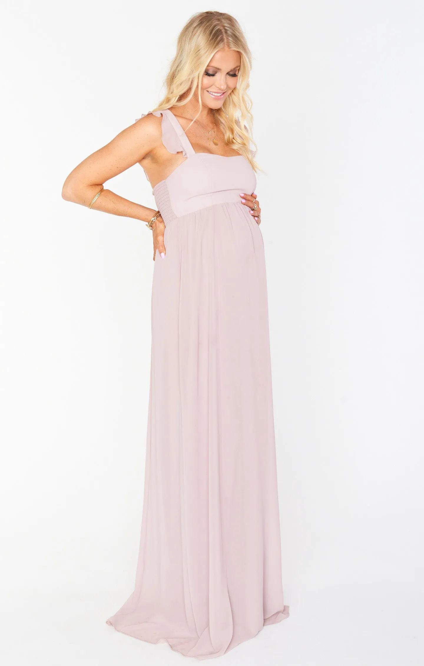 June Maxi Dress ~ Neutral Mauve Chiffon