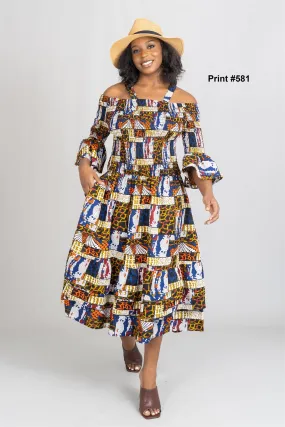 KaraChic 7734 Authentic African Print Tiered Maxi Dress