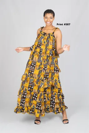 KaraChic 7757 Tiered Authentic African Print Dress