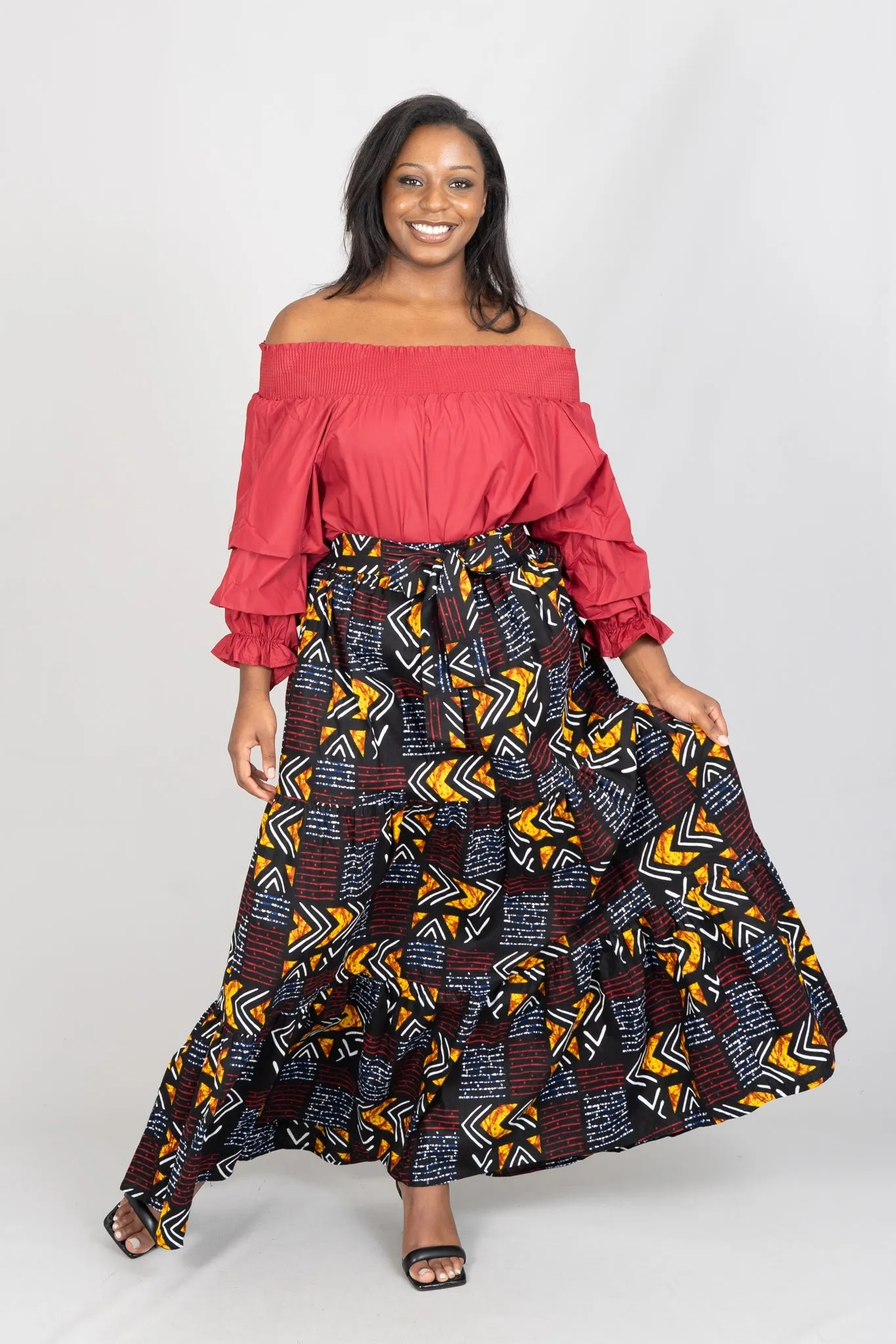 KaraChic 7778 Authentic African Print Maxi Skirt