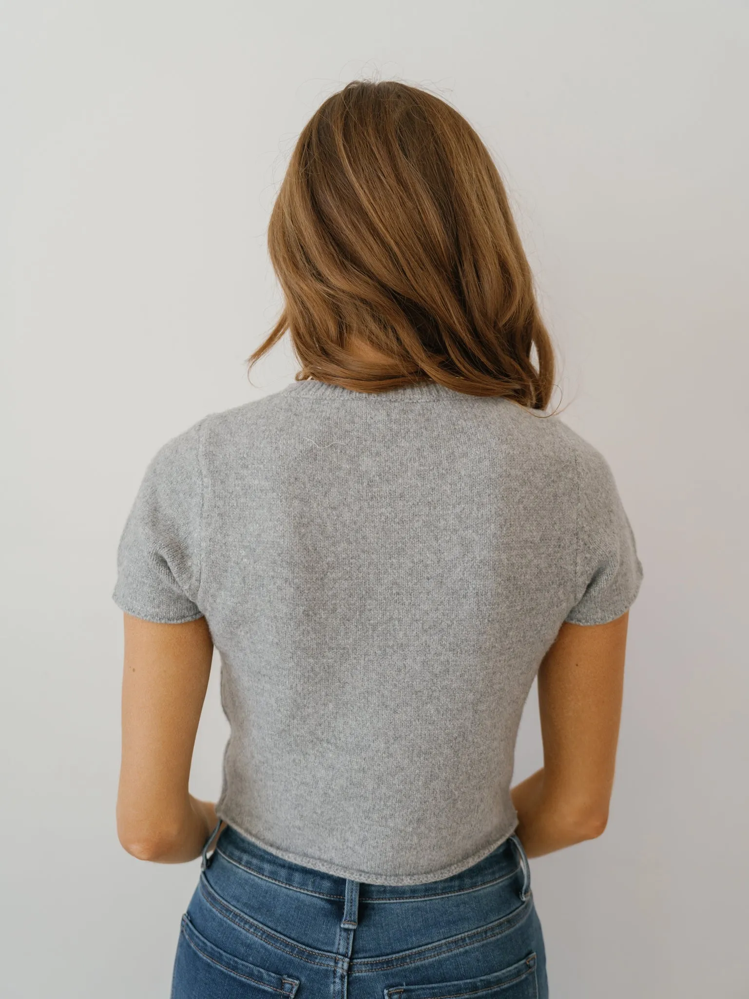 Katherine Cropped Sweater Top - H. Grey