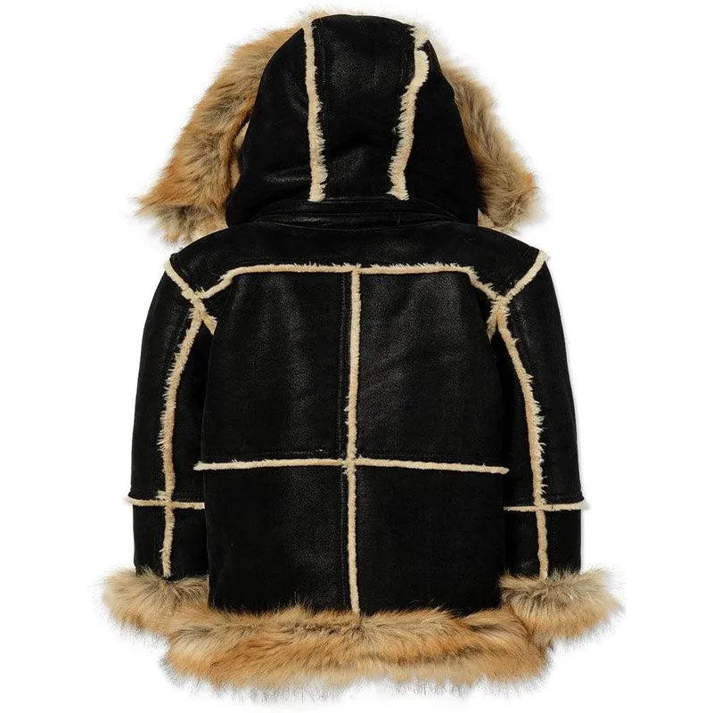 Kids Aspen Shearling Jacket , Black Copper