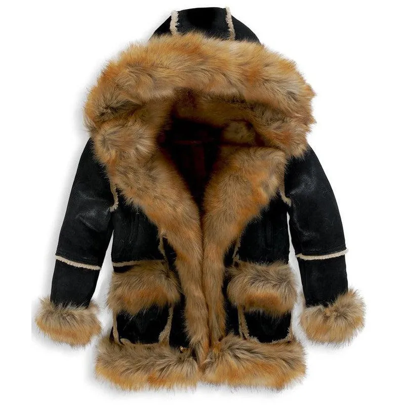 Kids Aspen Shearling Jacket , Black Copper