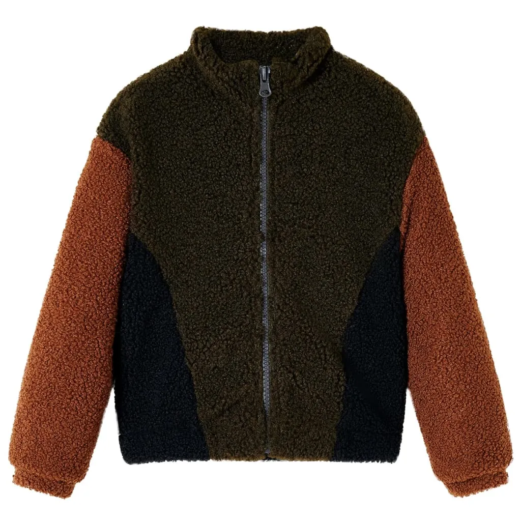 Kids' Jacket 104 - Stylish & Warm Patchwork Jacket for Children (3-4 Years, Khaki/Camel/Black)