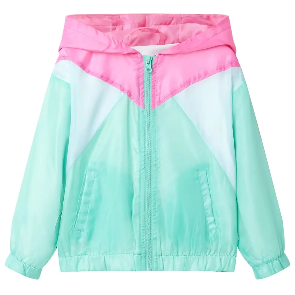 Kids' Multicolour Hooded Jacket with Zip - Water-Resistant & Cozy - Size 104