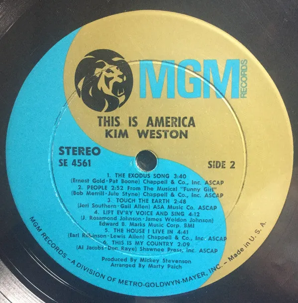 Kim Weston - This Is America (LP, Album, Gat) (VG )