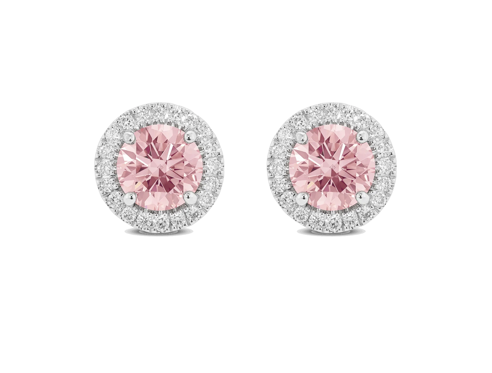 Lab-Grown Diamond 2ct. tw. Halo 14k Gold Earrings | Pink