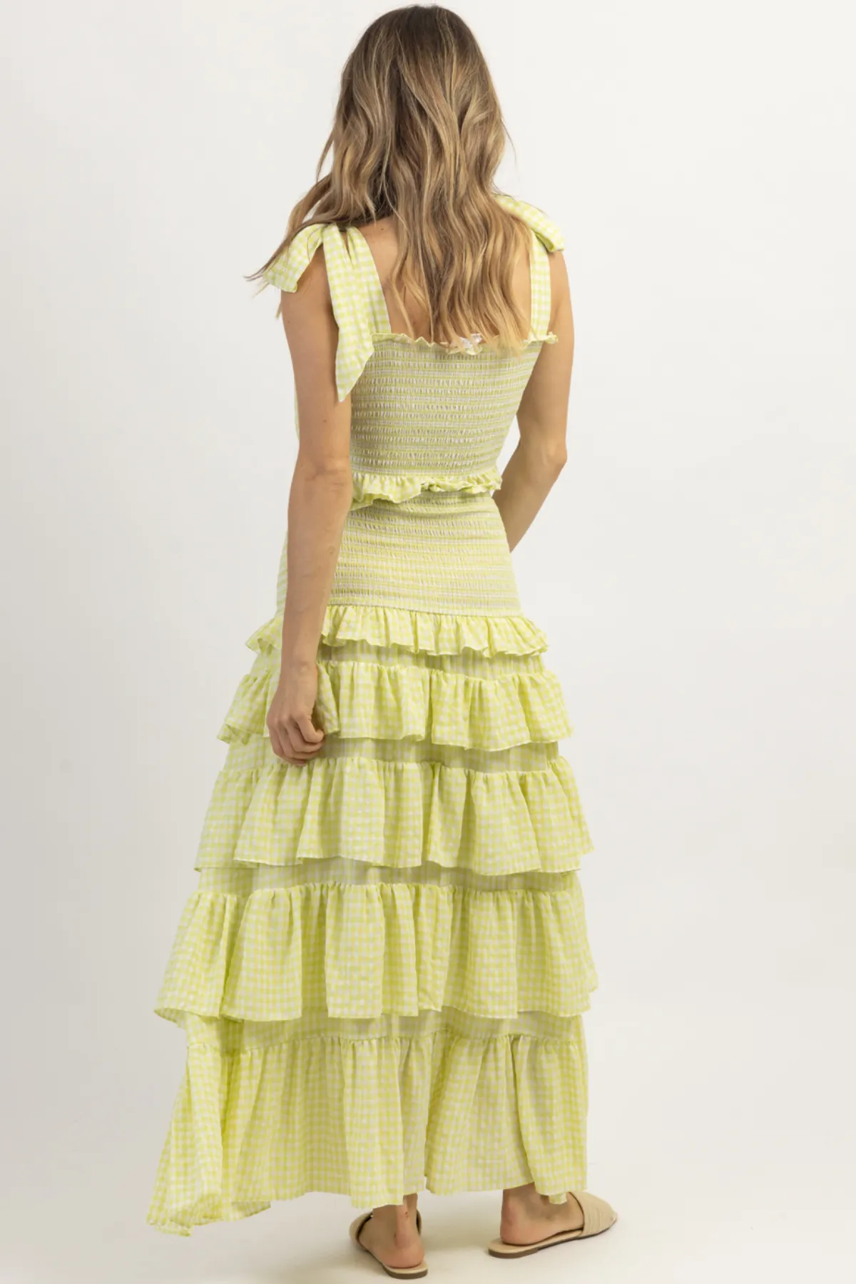 LIME CHARM SMOCKED MAXI SKIRT SET