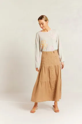 Lotus Linen Skirt in Latte