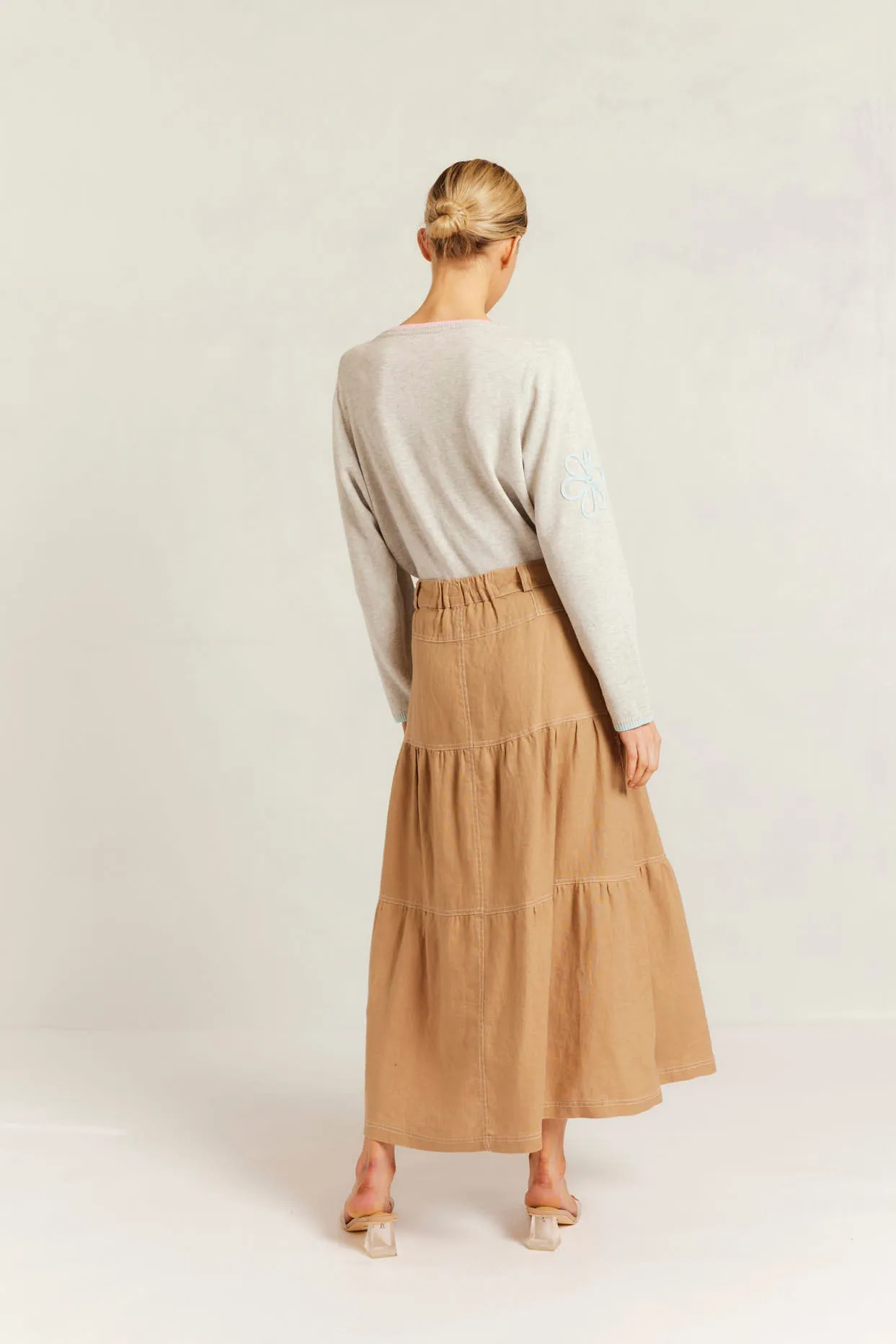 Lotus Linen Skirt in Latte