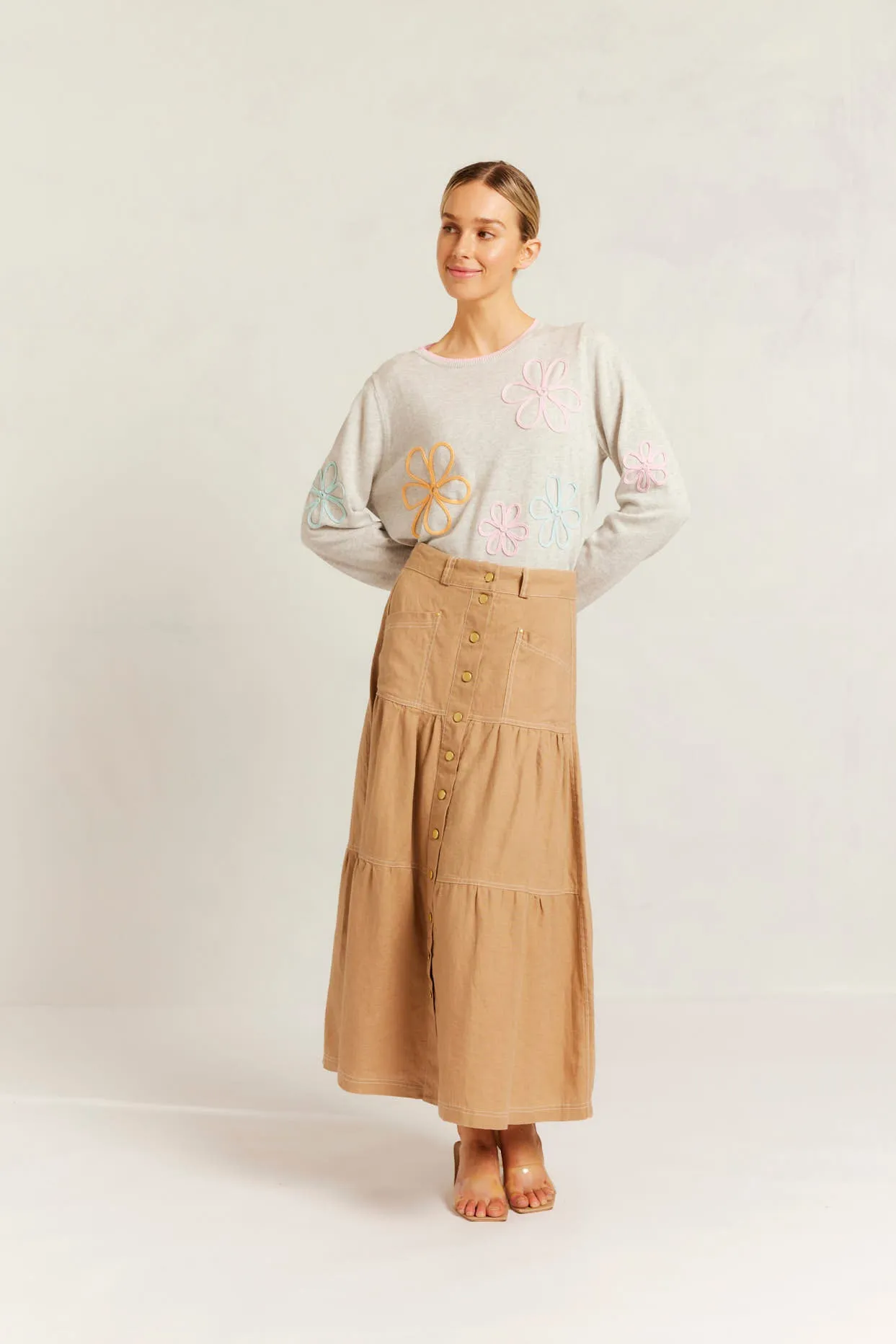 Lotus Linen Skirt in Latte