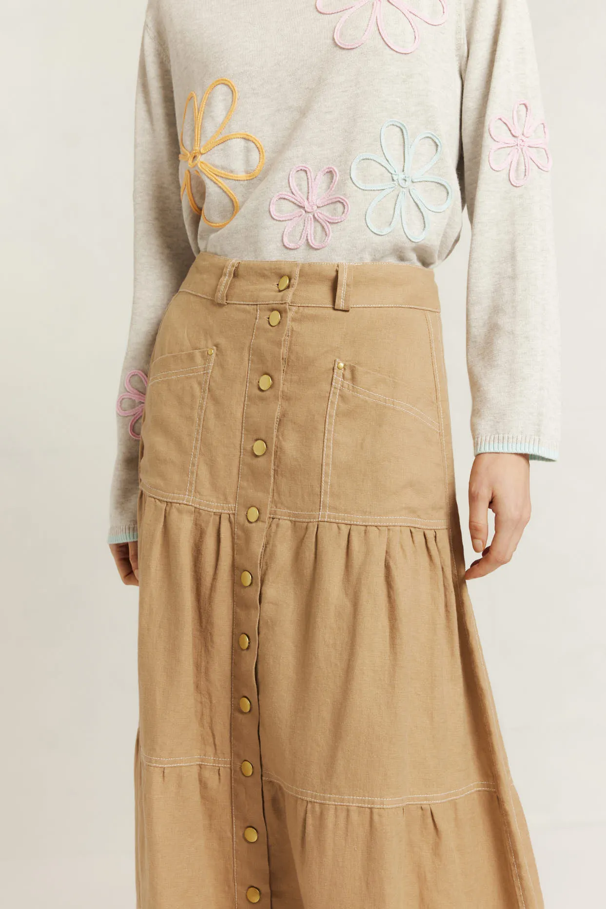 Lotus Linen Skirt in Latte