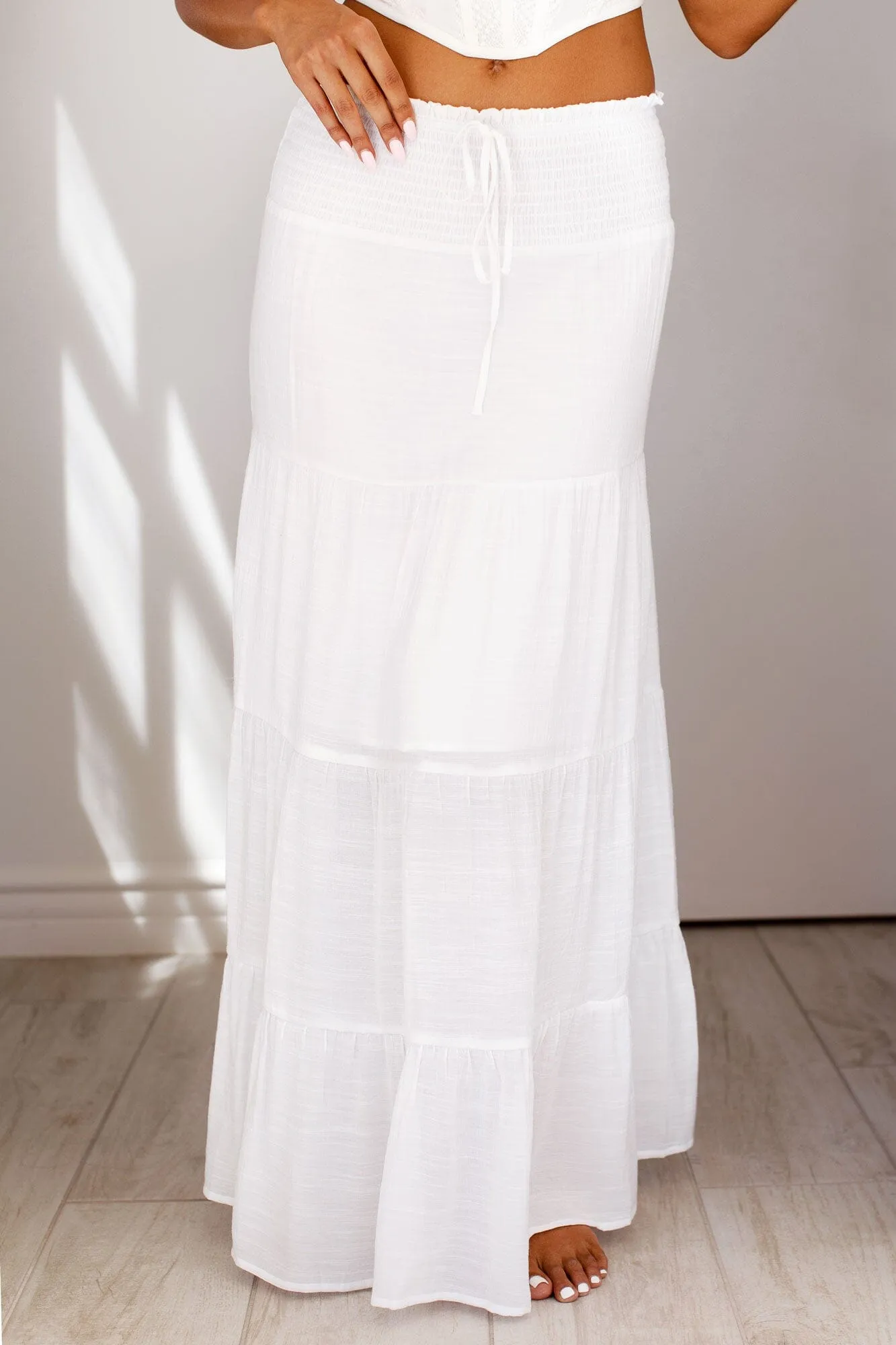 Lourdes White Maxi Skirt