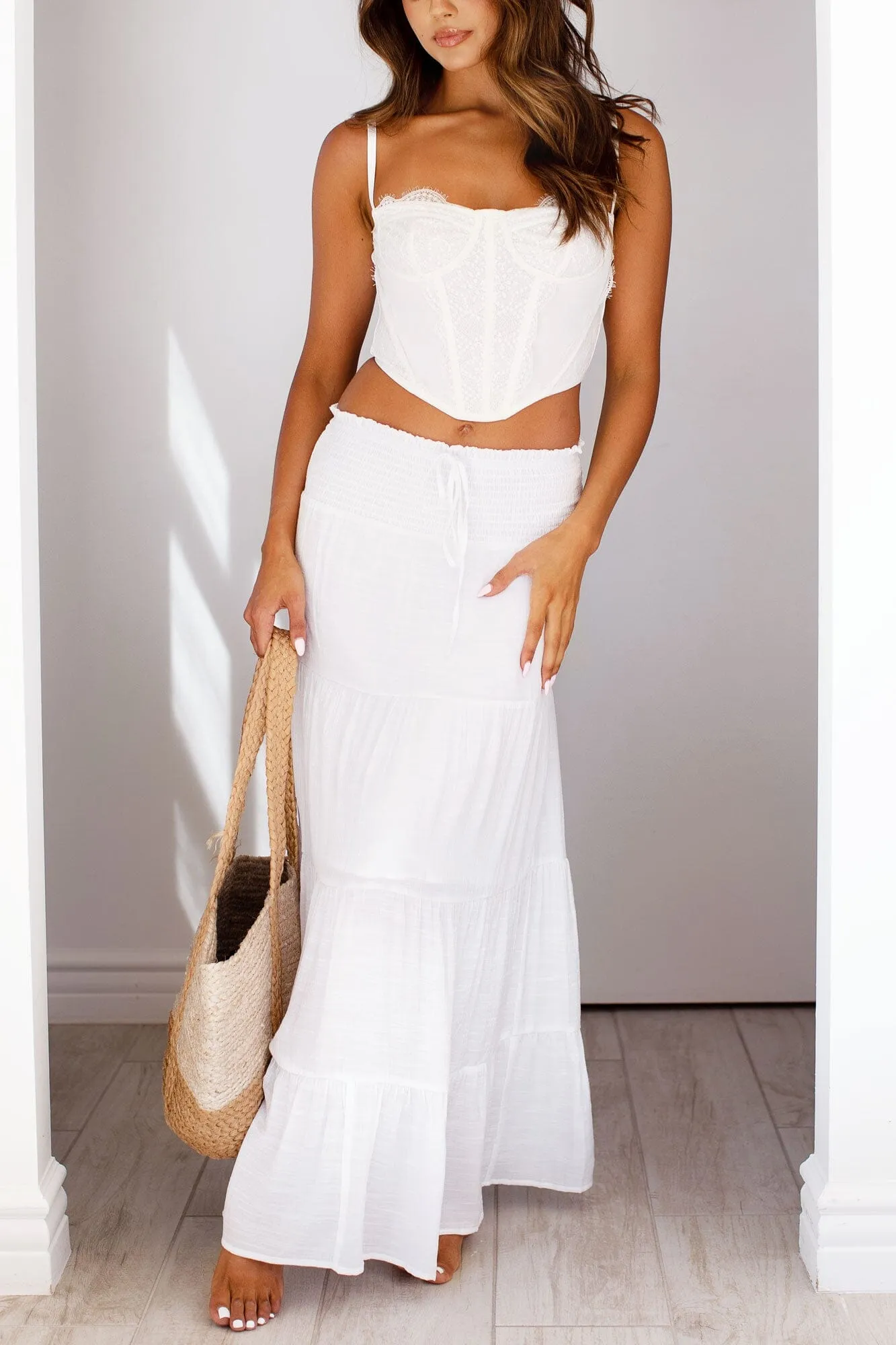 Lourdes White Maxi Skirt