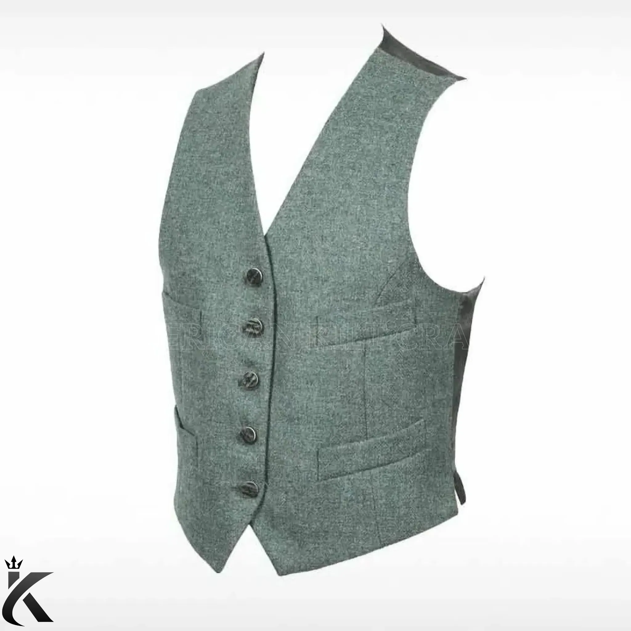 Lovat Green Crail Five Button Vest -Crafted with Celtic Pride