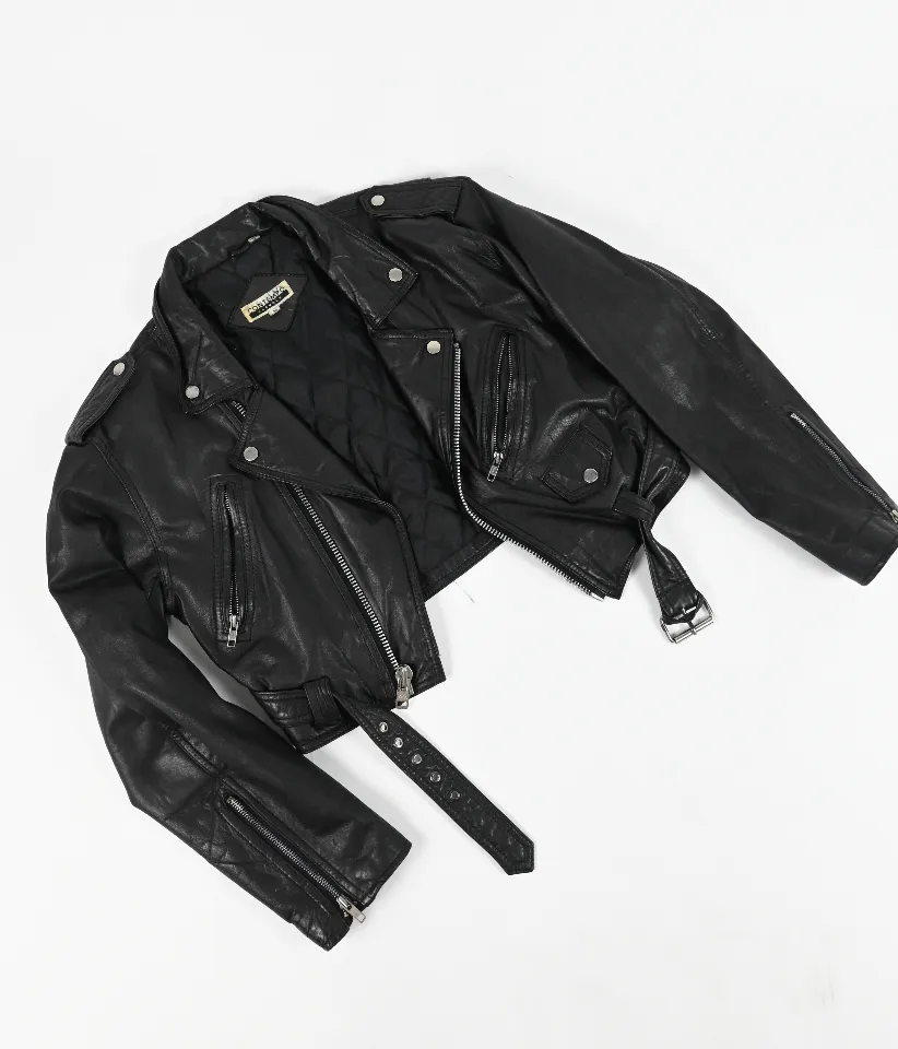 ME TO YOU Leather cropped jacket