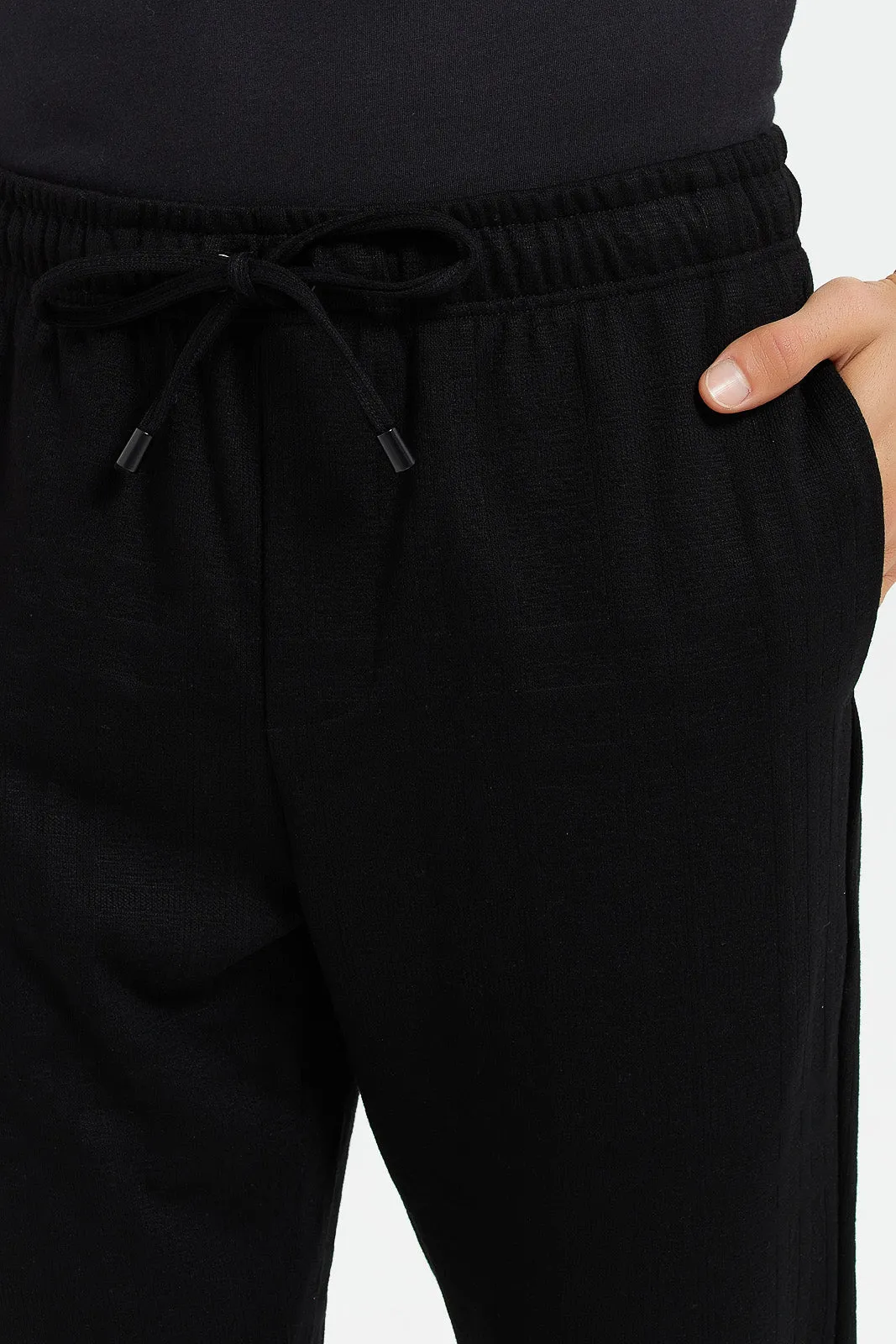 Men Black Suede Touch Trousers