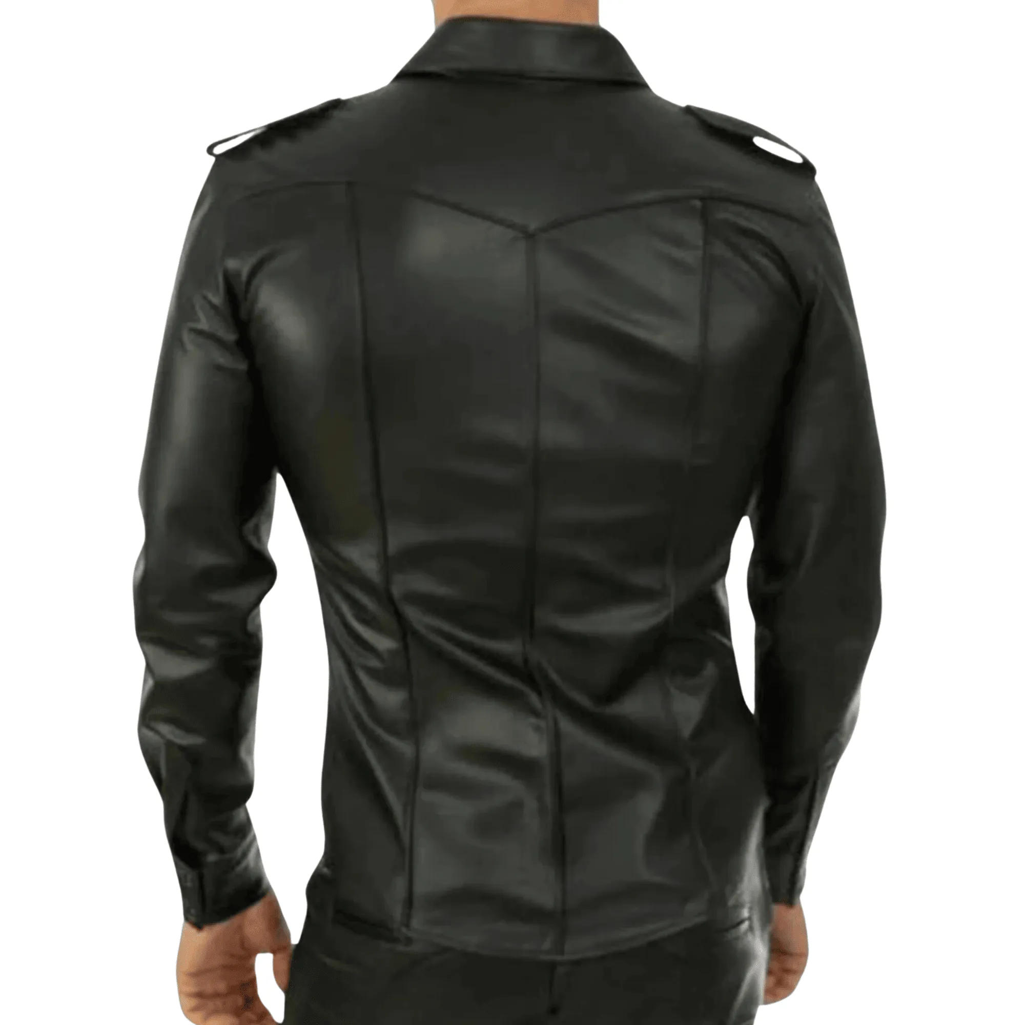 Mens Black Leather Shirt