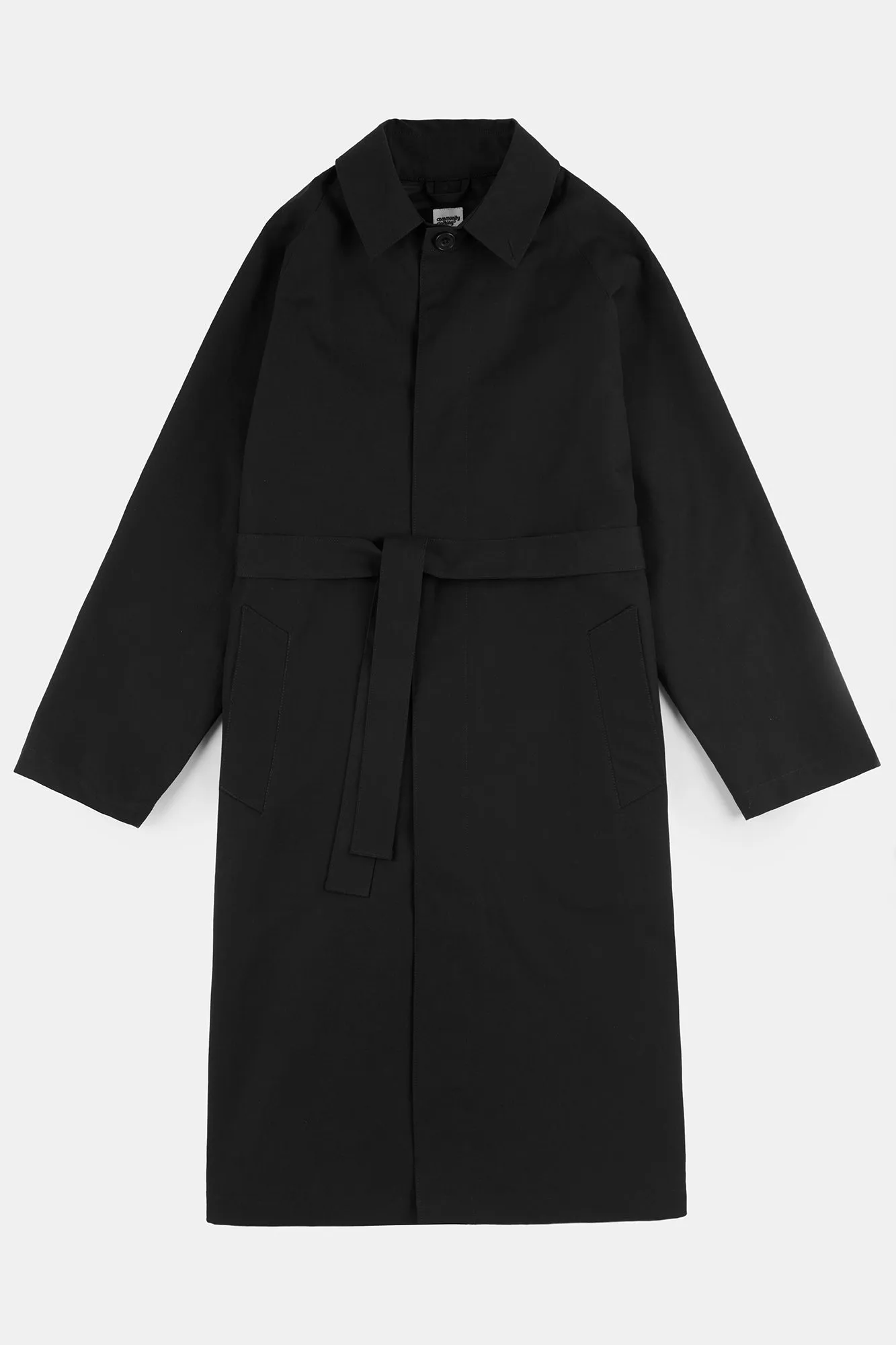 Men's Frank Belted Raglan Raincoat - Black